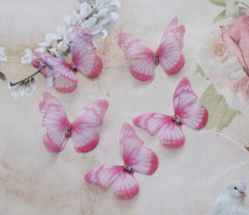 Borboletas Em Organza Dupla Camada - 05 Un