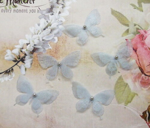 Borboletas em Organza Dupla Camada Azul - 15 un