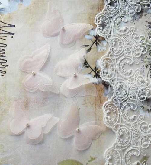 Borboletas em Organza Dupla Camada Rosa - 05 un