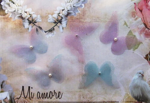 Borboletas em Tule Gliter Dupla Camada - 6,0x4,5cm - 10 un