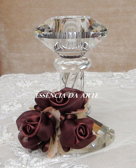 Buque Flor em Cetim e Organza Marron Escuro