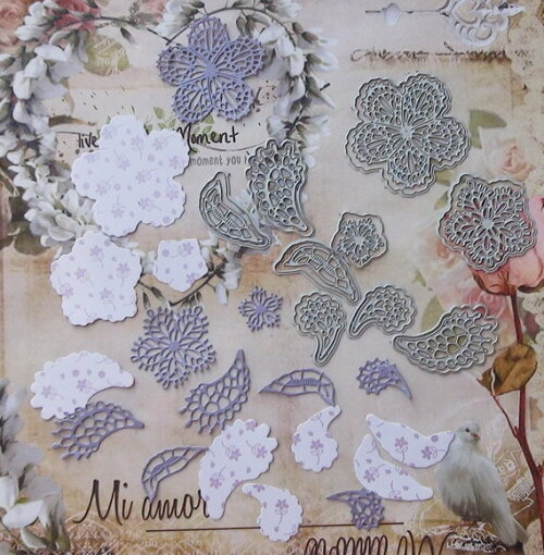 Faca de Corte para Scrapbooking - Convite Flor e Folhas
