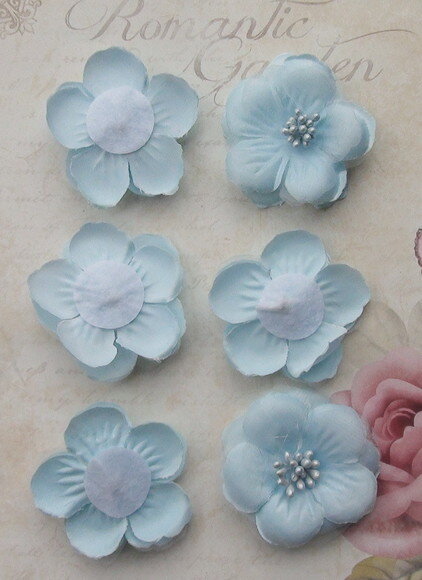 Flor e Cetim e Organza Azul - 06 un