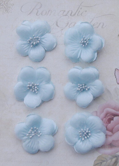 Flor e Cetim e Organza Azul - 06 un