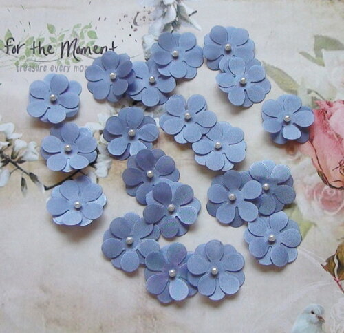 Flor em Cetim 3d - Azul - 3cm - 10 Un.
