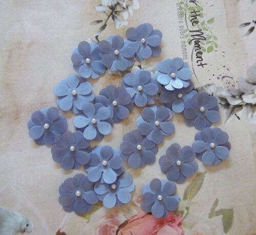 Flor em Cetim 3d - Azul - 3cm - 10 Un.