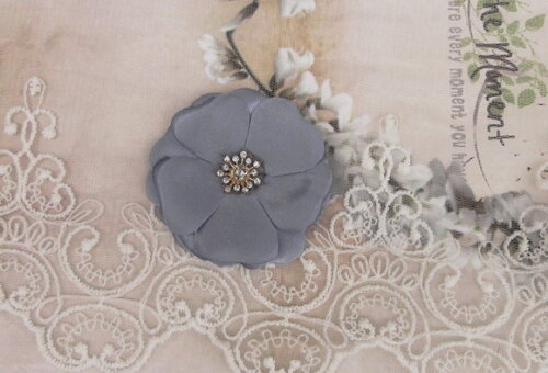 Flor em Cetim Chaton Azul Anil - 5cm - 01 un