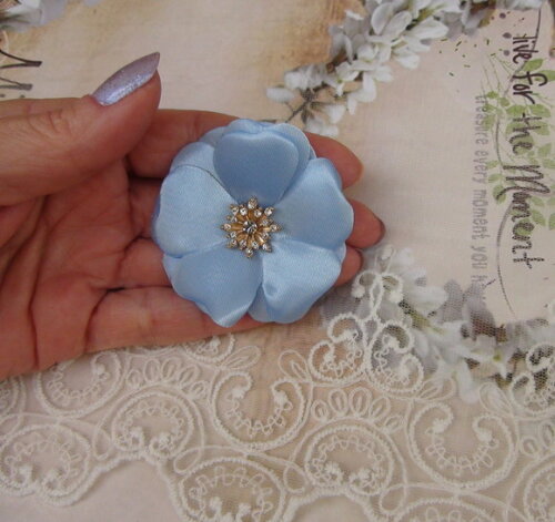 Flor em Cetim Chaton Azul Celeste - 5cm - 01 un