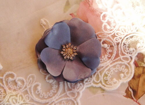 Flor em Cetim Chaton Azul Petróleo- 5cm - 01 un