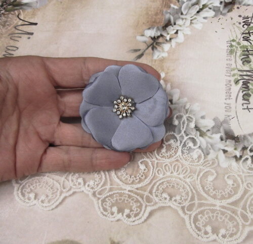 Flor em Cetim Chaton Azul Anil - 5cm - 01 un
