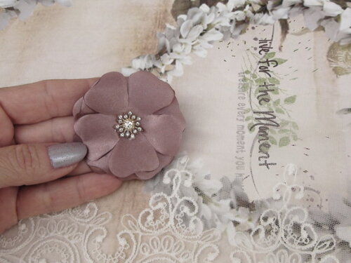 Flor em Cetim Chaton Rose Queimado - 5cm - 01 un