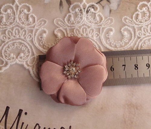 Flor em Cetim Chaton Rose Terra- 5cm - 01 un