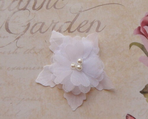 Flor em Cetim e Organza - Branco - 05 un