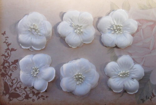 Flor em Cetim e Organza Branco - 06 un
