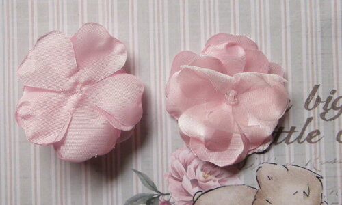 Flor em Cetim e Organza 3d - Rosa - 05 un