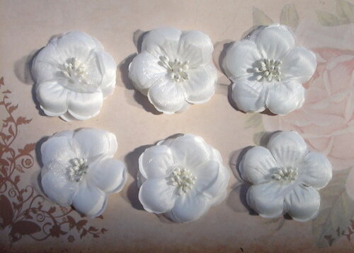 Flor em Cetim e Organza Marfim - 06 un