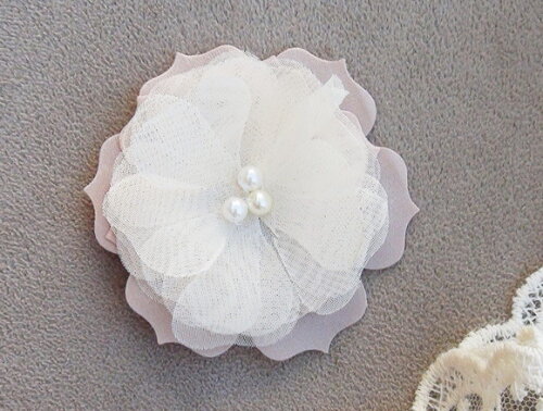 Flor em Cetim e Organza Champagnhe - 05 un