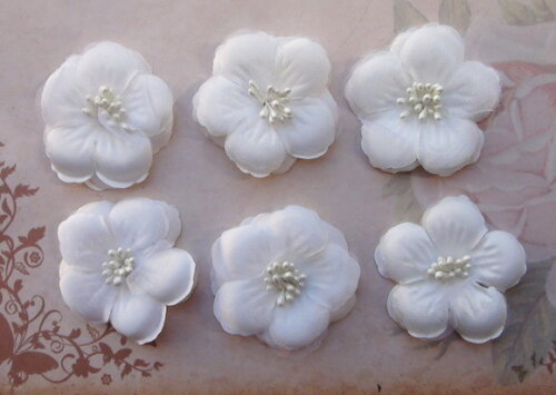 Flor em Cetim e Organza Marfim - 06 un