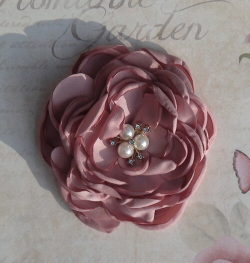Flor em Cetim Rosa Antigo 3d - 01 un