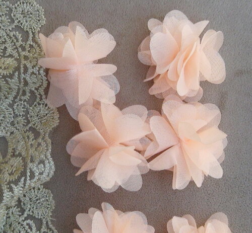 Flor em Chiffon - Pêssego - 06 Un.
