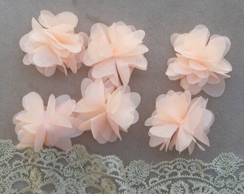 Flor em Chiffon - Pêssego - 06 Un.