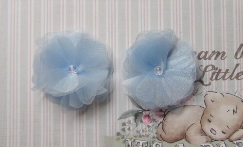 Flor em Organza 3d - 05 un - Azul
