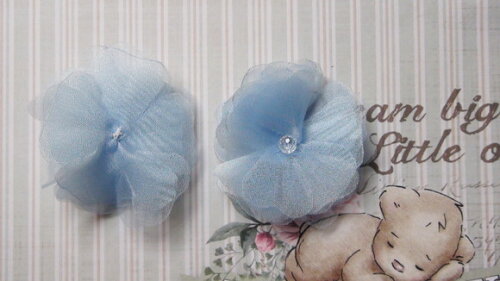 Flor em Organza 3d - 05 un - Azul