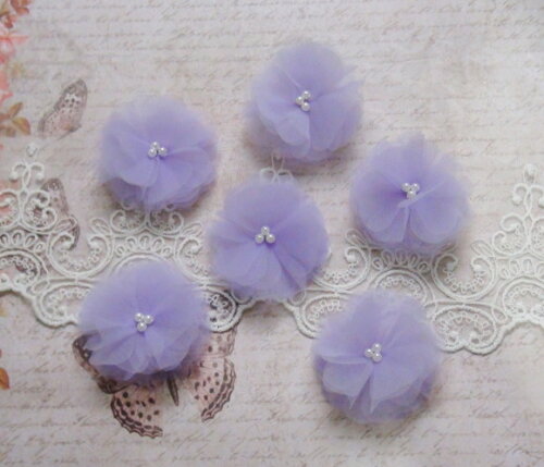 Flor em Organza 3d - 05 un - Lilás