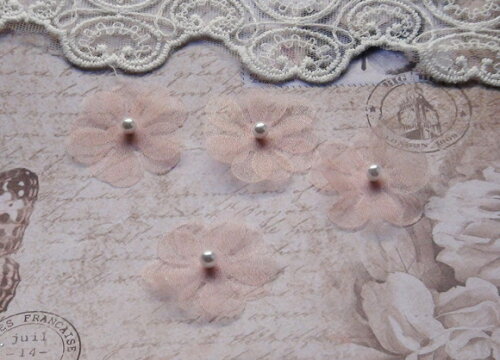 Flor em Organza 3d - 40 un - Rosé