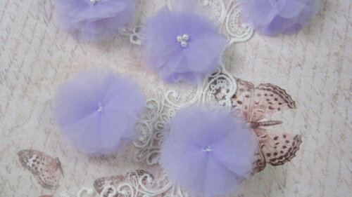 Flor em Organza 3d - 05 un - Lilás