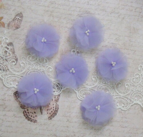 Flor em Organza 3d - 05 un - Lilás