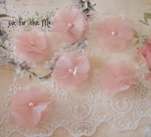 Flor em Organza 3d - 05 un - Rose