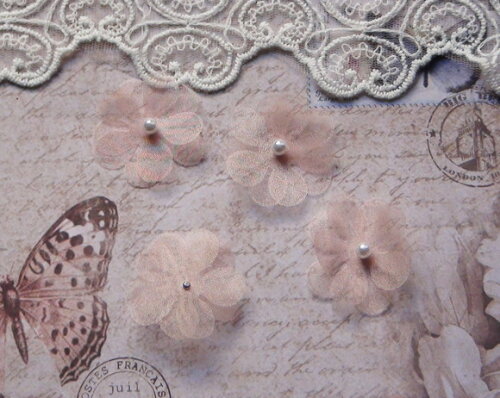 Flor em Organza 3d - 40 un - Rosé