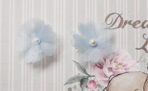 Flor em Organza 3d - Azul - 20 un