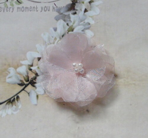 Flor em Organza 3d - Rosa - 05 un