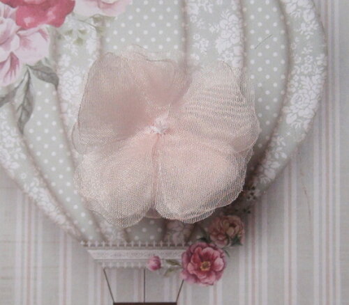 Flor em Organza 3d - Rosa - 10 un