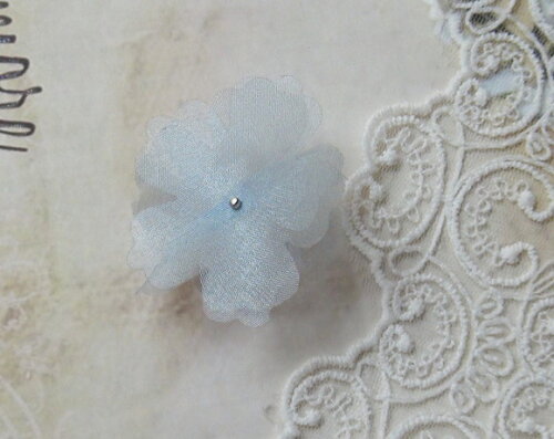 Flor em Organza Azul - 06 un - 5 cm