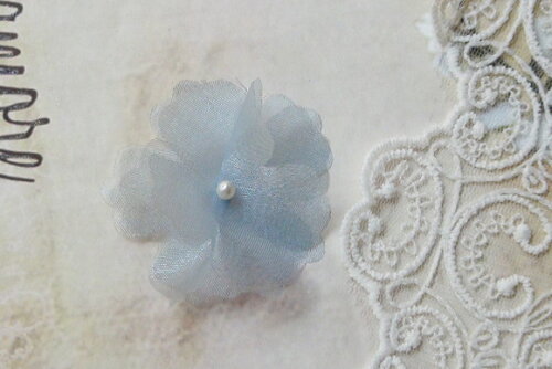 Flor em Organza Azul - 06 un - 5 cm