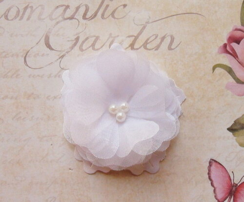 Flor em Organza Branca - 4,0 Cm. - 05 un