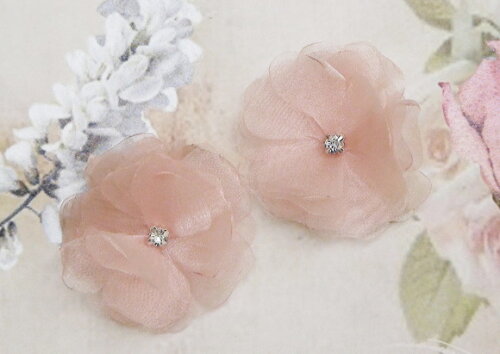 Flor em Organza Cristal - Rose - 04 un