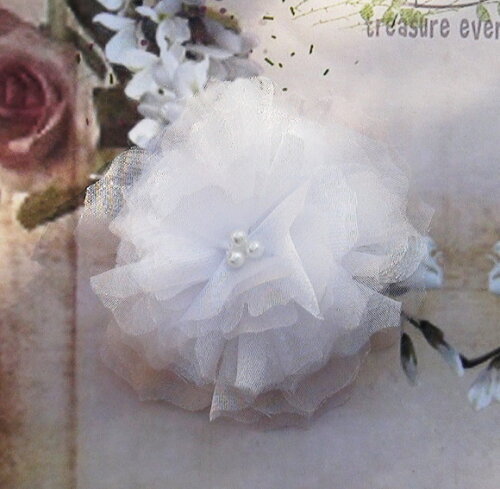 Flor em Organza Cristal - 05 un