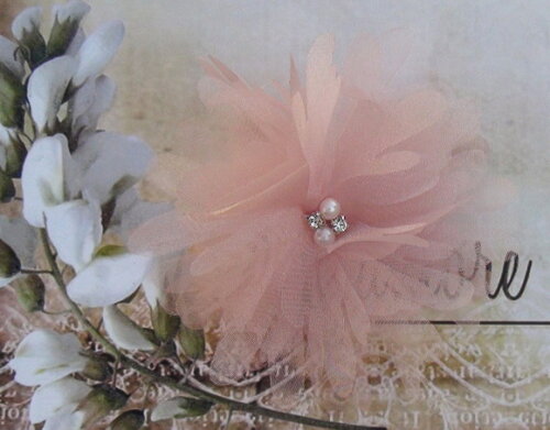 Flor em Organza Cristal - Rose - 05 un