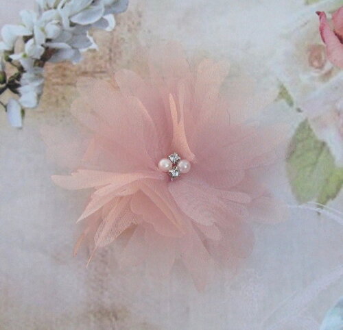 Flor em Organza Cristal - Rose - 05 un