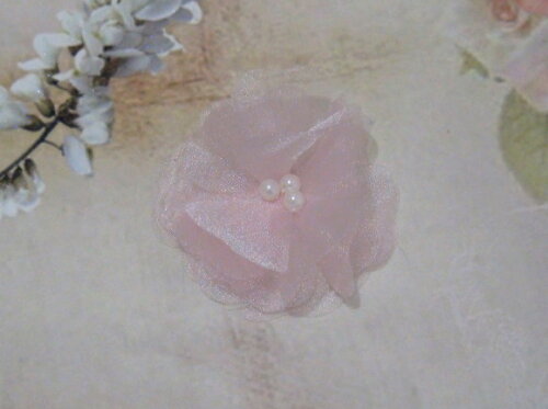 Flor em Organza Rosa - 10 un