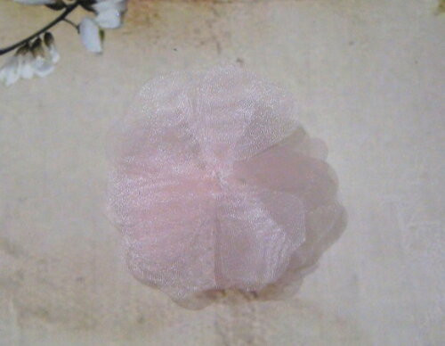 Flor em Organza Rosa - 10 un