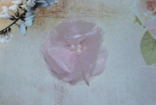 Flor em Organza Rosa - 10 un