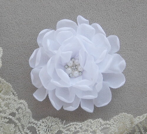 Flor em Tafetá - 01 un - Branco