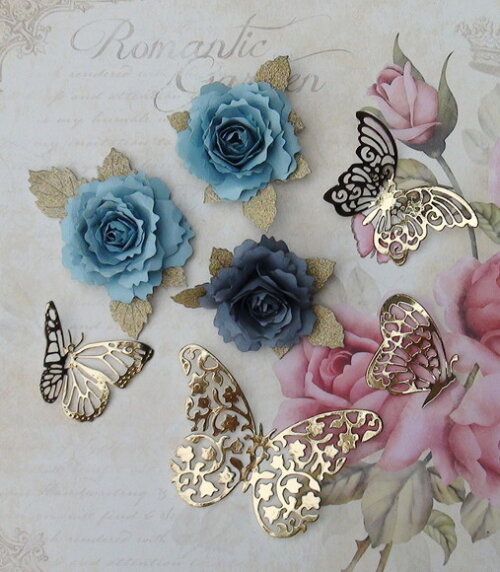 Flores e Borboletas para Topper de Bolo