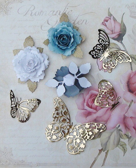 Flores e Borboletas para Topper de Bolo