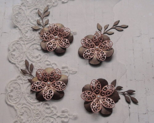 Flores e Folhas para Scrap 3d - 8 un